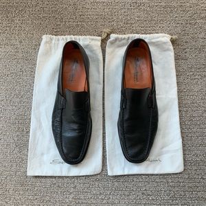 Santoni Black Calfskin Loafers